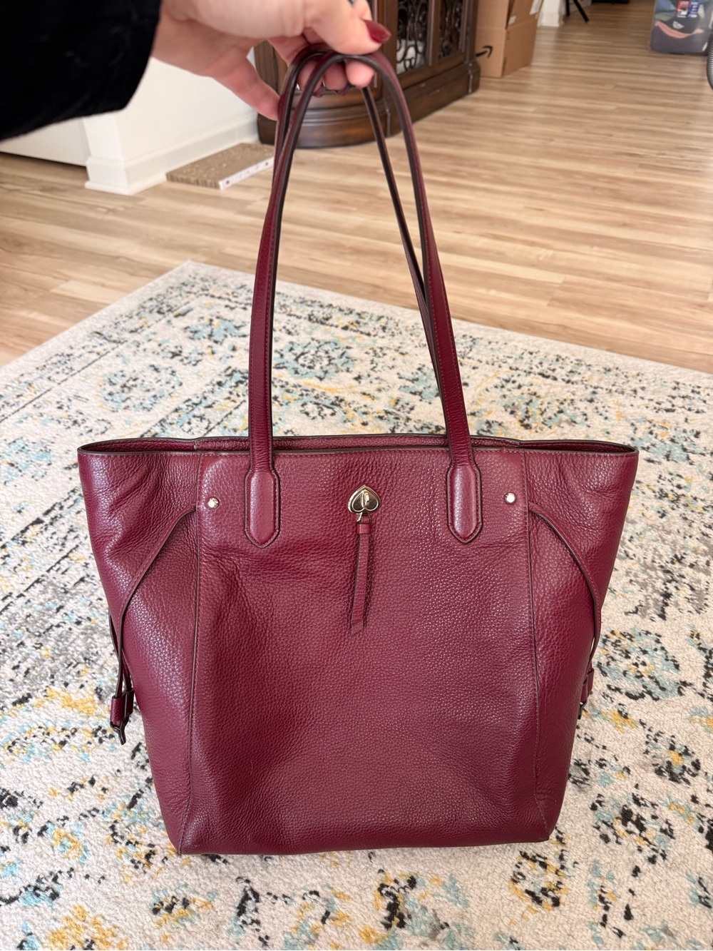 kate spade Burgundy Pebbled Leather Tote